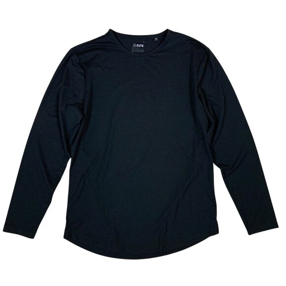 Cuts Black Long Sleeve Crewneck Shirt Stretch Performance Tee Large Men’s - Picture 1 of 4